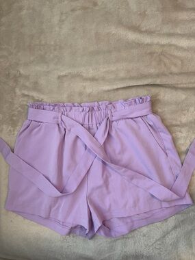 Revamped Lavender Paperbag High-Waist Shorts with Tie